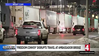 'Freedom Convoy' disrupts travel at Ambassador Bridge