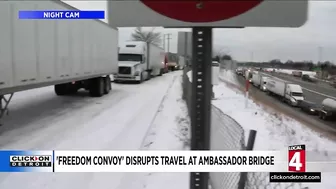 'Freedom Convoy' disrupts travel at Ambassador Bridge