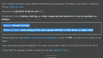 So I got BANNED on ROBLOX...