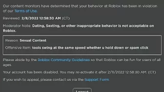 So I got BANNED on ROBLOX...