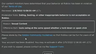 So I got BANNED on ROBLOX...