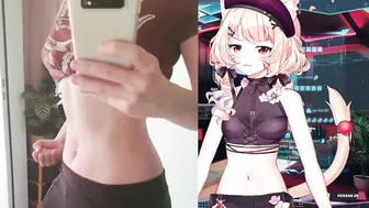 Squchan showed her tummy on stream..