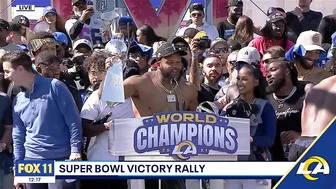 Aaron Donald confirms he won't retire at Rams victory rally