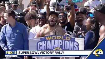 Aaron Donald confirms he won't retire at Rams victory rally