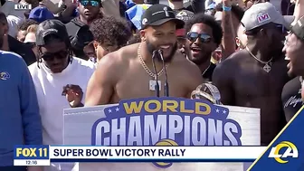 Aaron Donald confirms he won't retire at Rams victory rally