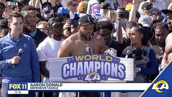 Aaron Donald confirms he won't retire at Rams victory rally