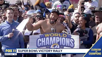 Aaron Donald confirms he won't retire at Rams victory rally