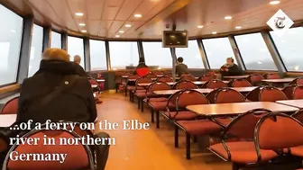 Huge wave crashes through passenger ferry windows in Germany as storms batter Europe