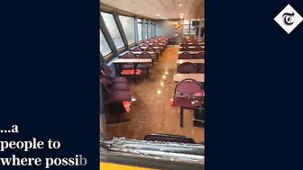 Huge wave crashes through passenger ferry windows in Germany as storms batter Europe