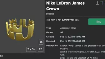 FREE ACCESSORY! HOW TO GET Nike LeBron James Crown! (ROBLOX NIKELAND EVENT)