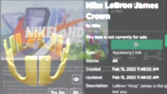 FREE ACCESSORY! HOW TO GET Nike LeBron James Crown! (ROBLOX NIKELAND EVENT)