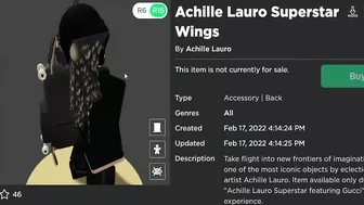 FREE ACCESSORY! HOW TO GET Gucci Superstar Wings Achille Lauro! (ROBLOX GUCCI EVENT)