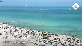 Moment helicopter crashes feet away from swimmers at Miami’s South Beach