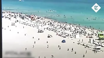 Moment helicopter crashes feet away from swimmers at Miami’s South Beach