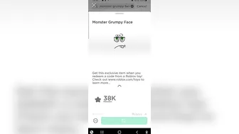 Giveaway to win this Monster Grumpy Face in Roblox #roblox #petsimulatorx #adoptme #robloxtrend