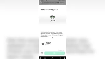 Giveaway to win this Monster Grumpy Face in Roblox #roblox #petsimulatorx #adoptme #robloxtrend