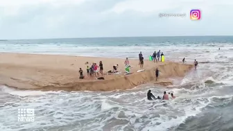 Surfers save man from being washed out at Sydney beach | 9 News Australia