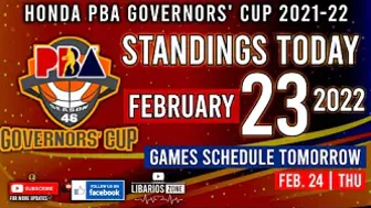 PBA STANDINGS TODAY as of February 23, 2022 | GAME RESULTS TODAY | Games Schedule Tomorrow