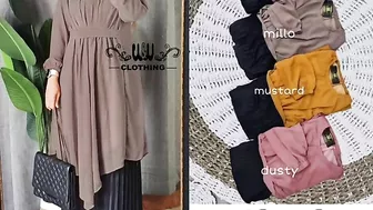 model gamis elegant dan setelan tunik terbaru 2022