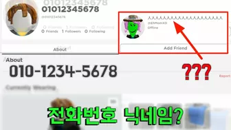 [Roblox]로블록스에 전화번호 닉네임이 있다?