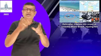 3005-Helicopter crashes into ocean at crowded Miami Beach, injuring two-World News 27th Feb