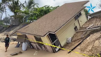 [RAW] House collapses onto North Shore beach amid high surf