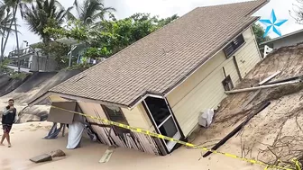 [RAW] House collapses onto North Shore beach amid high surf