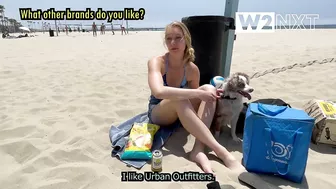 Bikini Girl playing volleyball on Santa Monica Beach - What are you wearing, LA?