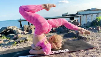 Stretches contortion. Gymnastics, yoga Beginners. yoga challenge on stretching for flexibility