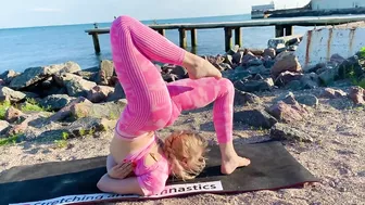 Stretches contortion. Gymnastics, yoga Beginners. yoga challenge on stretching for flexibility