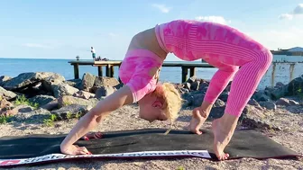 Stretches contortion. Gymnastics, yoga Beginners. yoga challenge on stretching for flexibility