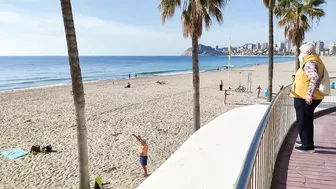 BENIDORM ???????? PONIENTE BEACH MORNING TIME MARCH 2022 Costa Blanca Spain Walking Tour 4K