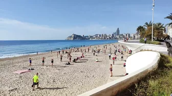 BENIDORM ???????? PONIENTE BEACH MORNING TIME MARCH 2022 Costa Blanca Spain Walking Tour 4K