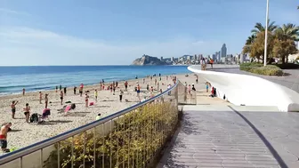 BENIDORM ???????? PONIENTE BEACH MORNING TIME MARCH 2022 Costa Blanca Spain Walking Tour 4K