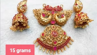 latest gold earrings and locket set models // with weight// today gold rates ????