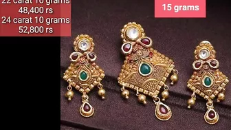 latest gold earrings and locket set models // with weight// today gold rates ????