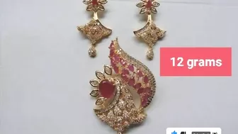 latest gold earrings and locket set models // with weight// today gold rates ????