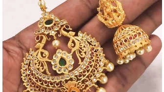 latest gold earrings and locket set models // with weight// today gold rates ????