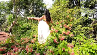 Sunbathing ☀️ Standing splits. Balancing. Stretching. Beautiful wild flowers in March