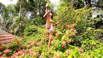 Sunbathing ☀️ Standing splits. Balancing. Stretching. Beautiful wild flowers in March