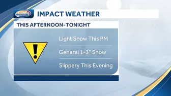 Video: Light snow could lead to slick travel; winter weather advisory in effect