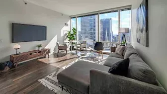 A one-bedroom model #4401 at the Loop's luxury OneEleven tower