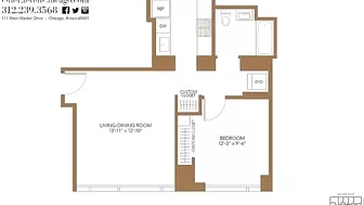 A one-bedroom model #4401 at the Loop's luxury OneEleven tower