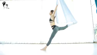 Yoga Art - Stretching and Gymnastics????yoga for weight loss#9 A Woman Hanging On The Aerial Silk Cloth