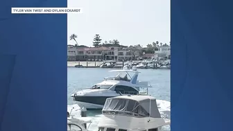 Stolen yacht crashes into docked boats in Newport Beach