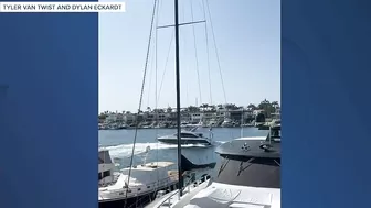 Stolen yacht crashes into docked boats in Newport Beach