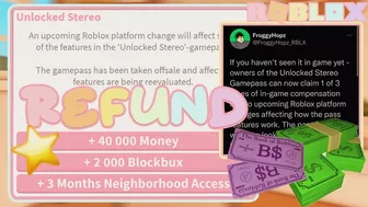 FREE BLOXBURG MONEY, BLOCKBUX OR NEIGHBORHOOD! *NO MORE UNLOCKED STEREO GAMEPASS* Roblox