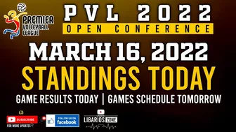 PVL STANDINGS TODAY as of MARCH 16, 2022 | GAME RESULTS TODAY | GAMES SCHEDULE TOMORROW | #PVL2022