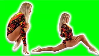 FULL BODY STRETCHING SEXY BALLERINA TWINE FOOTAGE GREEN SCREEN