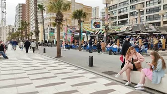 BENIDORM ???????? LEVANTE BEACH BARS SATURDAY MARCH 2022 Costa Blanca Spain Walking Tour 4K